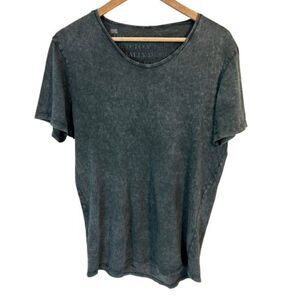 Autark Label Womens T Shirt M Gray Acid Wash Stretch Scoop Neck Cotton